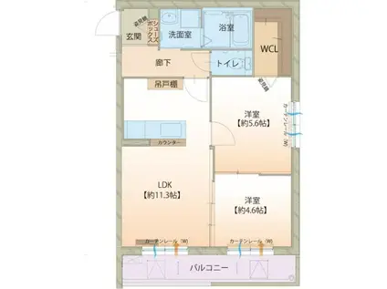 ベルフーレ(2LDK/3階)の間取り写真