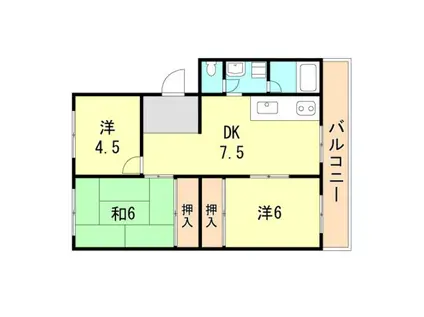 メゾン北鈴(3DK/2階)の間取り写真