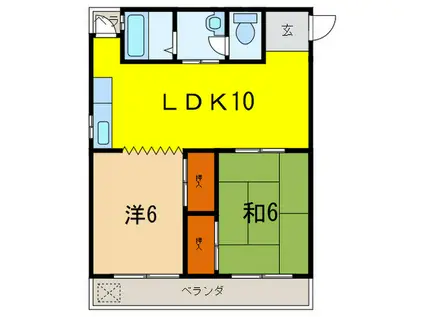 中西マンション(2LDK/3階)の間取り写真