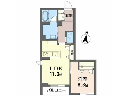 ALBEMARLE上杉(1LDK/2階)の間取り写真