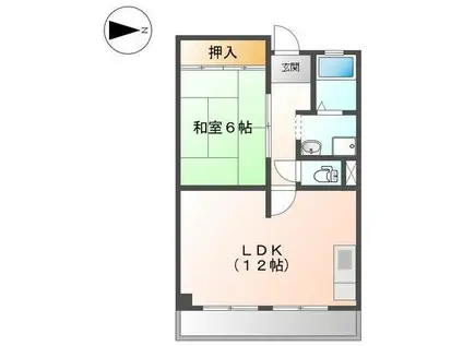 アサヒパレス(1LDK/2階)の間取り写真