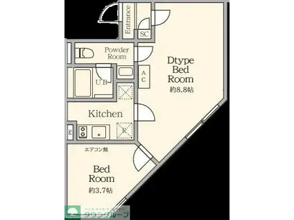AGRACES北新宿II(1LDK/3階)の間取り写真