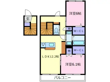 ウエストカンパーニュ(2LDK/2階)の間取り写真