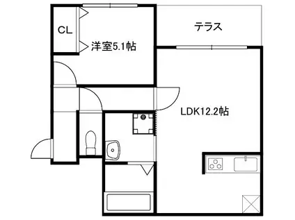 吉祥院宮ノ東マンション(1LDK/1階)の間取り写真