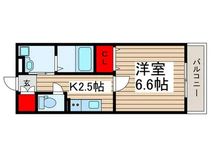 京成松戸線 前原駅 徒歩6分 2階建 築3年(1K/1階)の間取り写真