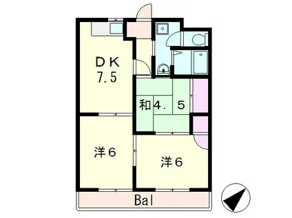 エスポワール(3DK/1階)の間取り写真