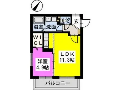 ドミール シャトーII(1LDK/2階)の間取り写真