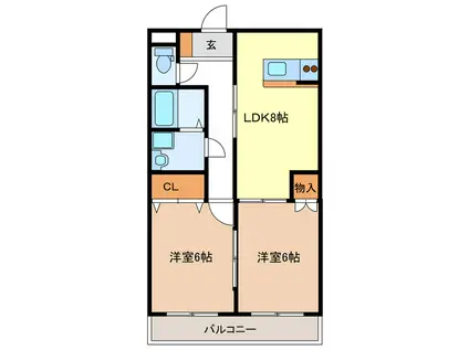 ガーデンクレスト(2LDK/1階)の間取り写真