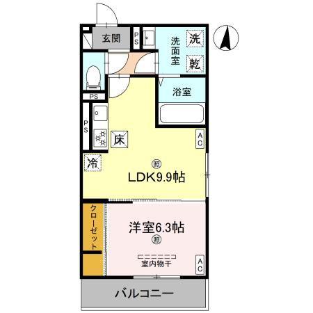 GRAMM西伊達(1LDK/1階)の間取り写真