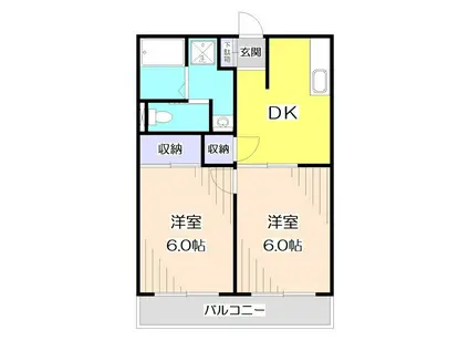ヴェルコリーヌ1番館(2DK/2階)の間取り写真