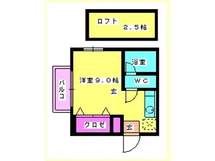ビバリーハウス井尻IIIA (ワンルーム/2階)の間取り写真