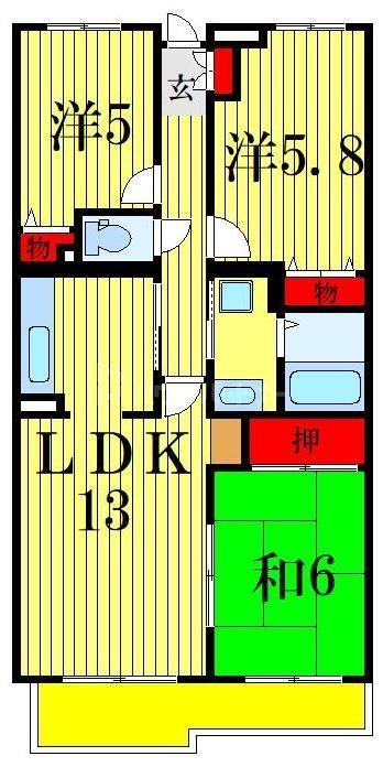 エムズ・アークA棟(3LDK/1階)の間取り写真