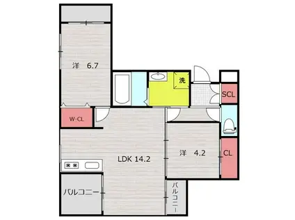 アルテマイスターリノ(2LDK/2階)の間取り写真