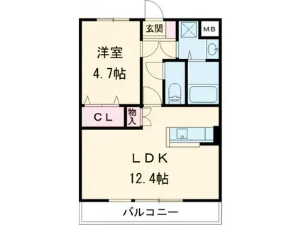 CASA DUO(1LDK/3階)の間取り写真