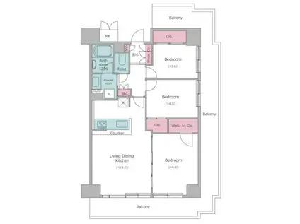 レジディア芝浦(3LDK/12階)の間取り写真