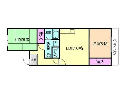 パーマリィヒルハイツ1ST(2LDK/1階)の間取り写真