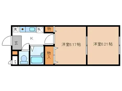 アトラスウィング(2K/3階)の間取り写真