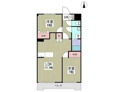 メゾンドワールドII(2LDK/3階)の間取り写真