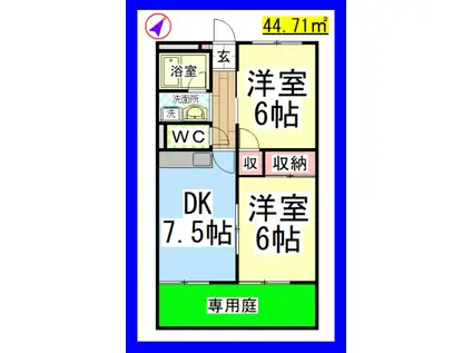 グリーンヒルズ(2DK/1階)の間取り写真