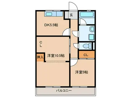 まんしょん幸せ(2DK/2階)の間取り写真