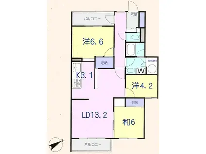 柿の木坂ロイアルハイツ(3LDK/2階)の間取り写真
