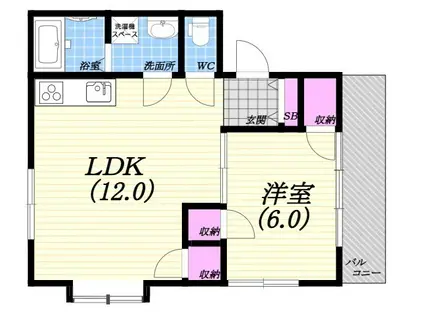 サニーコート伊勢町(1LDK/2階)の間取り写真
