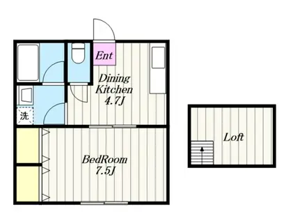 MAHOROBA HOUSE B(1DK/2階)の間取り写真