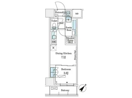 パークアクシス横浜伊勢佐木町通(1DK/2階)の間取り写真