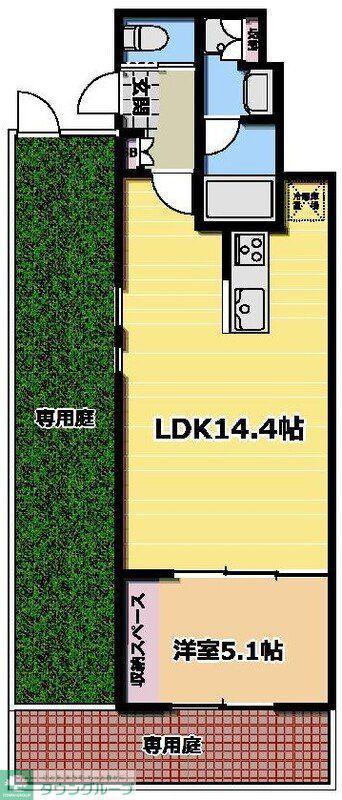BRILLIANT JO-1(1LDK/1階)の間取り写真
