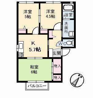 フレグランス晴海園(3K/2階)の間取り写真