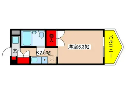 ジュネス西生田(1K/4階)の間取り写真