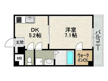 ELEGANTE宝塚(1DK/4階)の間取り写真