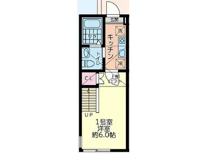 シティハイツ新磯野1号棟(1K/2階)の間取り写真