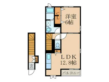 グレイス・ウルノ(1LDK/2階)の間取り写真