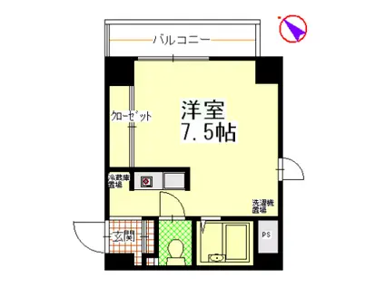 石綿フラット(ワンルーム/2階)の間取り写真