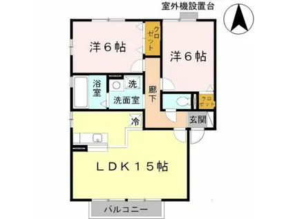 リビングタウン加美北 C棟(2LDK/2階)の間取り写真