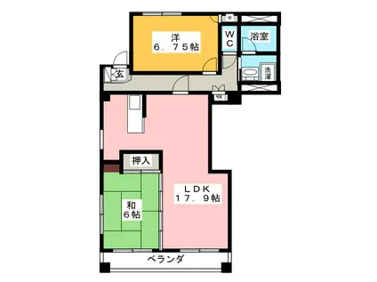 緑隣館東(2LDK/3階)の間取り写真