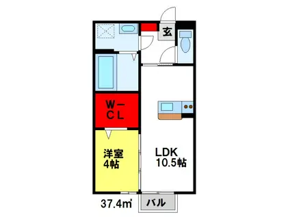 メゾンドフルール(1LDK/2階)の間取り写真