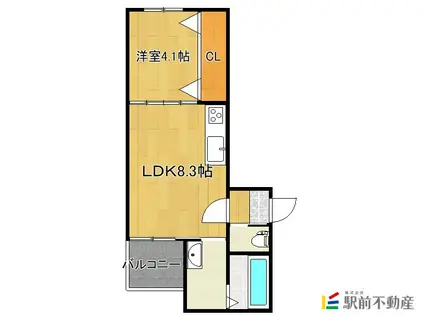 T-REGNO X BSF(1LDK/2階)の間取り写真