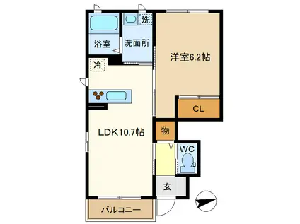 ハーモニーガーデンII(1LDK/1階)の間取り写真