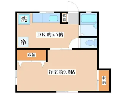ロイヤルハイネス(1DK/2階)の間取り写真