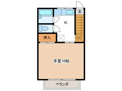 サンリッツ桐(1K/2階)の間取り写真