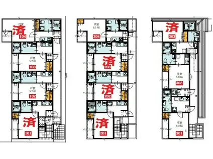 スマーブル武蔵野II(1K/3階)の間取り写真