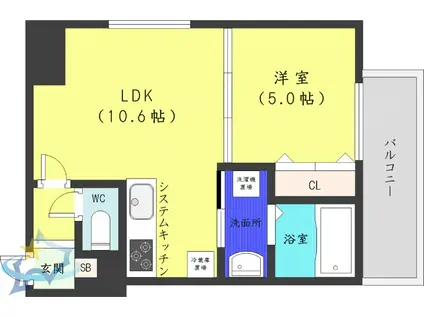 エクレール(1LDK/9階)の間取り写真
