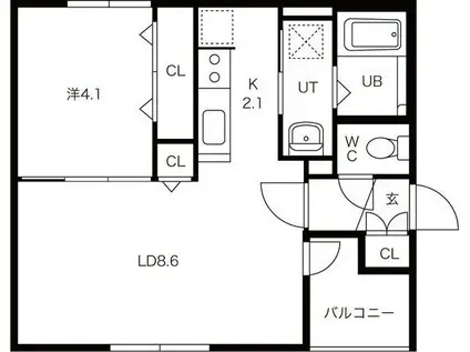 SEI・LUCIDO発寒(1LDK/1階)の間取り写真