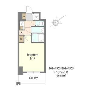 S-RESIDENCE堺BLAZE(1K/8階)の間取り写真