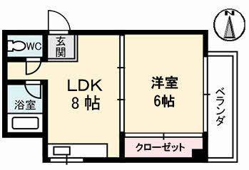 土肥ビル(1LDK/4階)の間取り写真