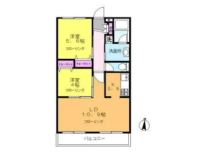 アイリッシュ青葉台(2LDK/4階)の間取り写真