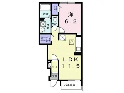 ドミールトキワ(1LDK/1階)の間取り写真