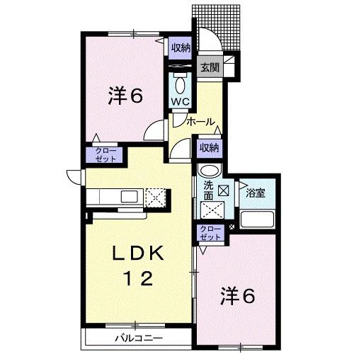 カームリーメムB(2LDK/1階)の間取り写真